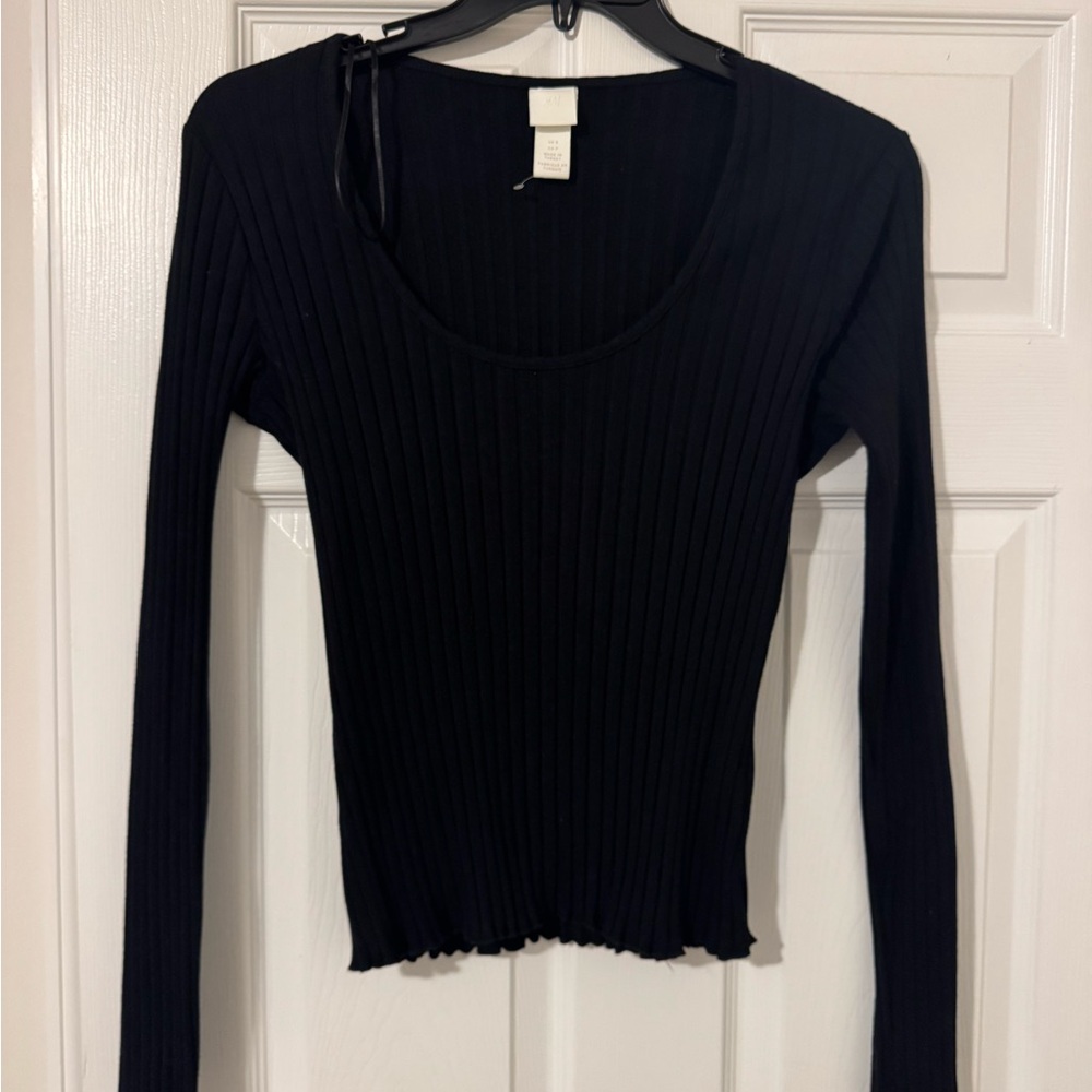 H&M Black Ribbed Long Sleeve Top